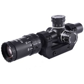 PO Z4 1-4x24 ZOOM FFP Optical Rifle Scope 30mm Ring Mount and Weaver / Picatinny